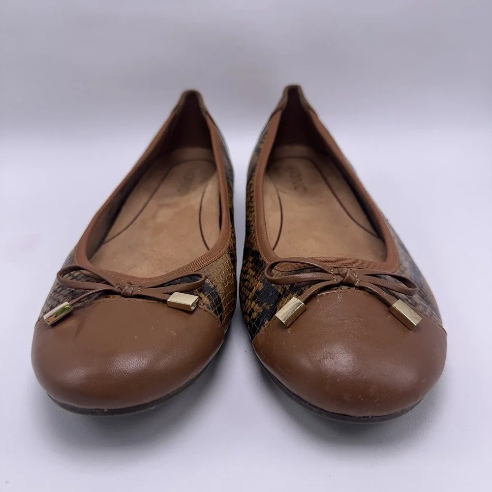 Vionic Minna Boa Ballet Flats Brown Snake Reptile Women's Size‎ 10
